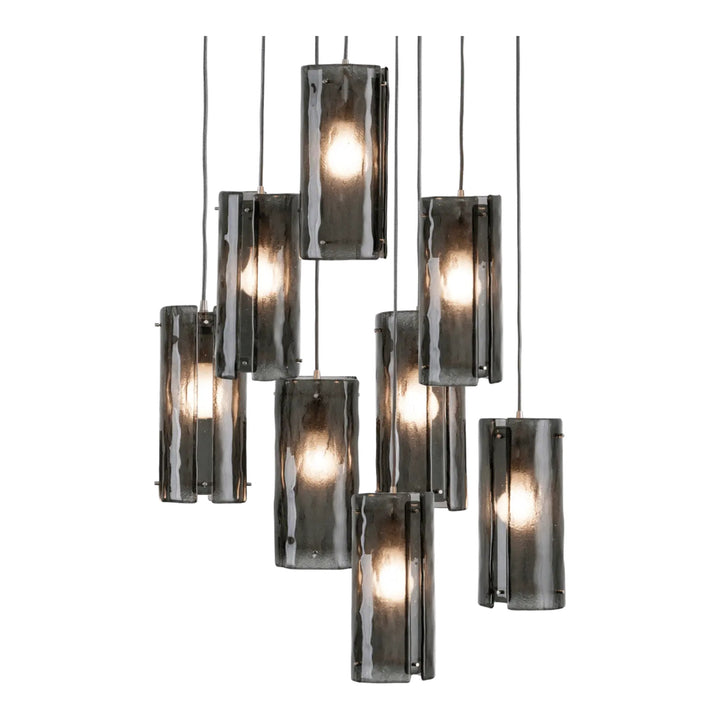 Textured Glass Round Pendant Chandelier by Hammerton Studio