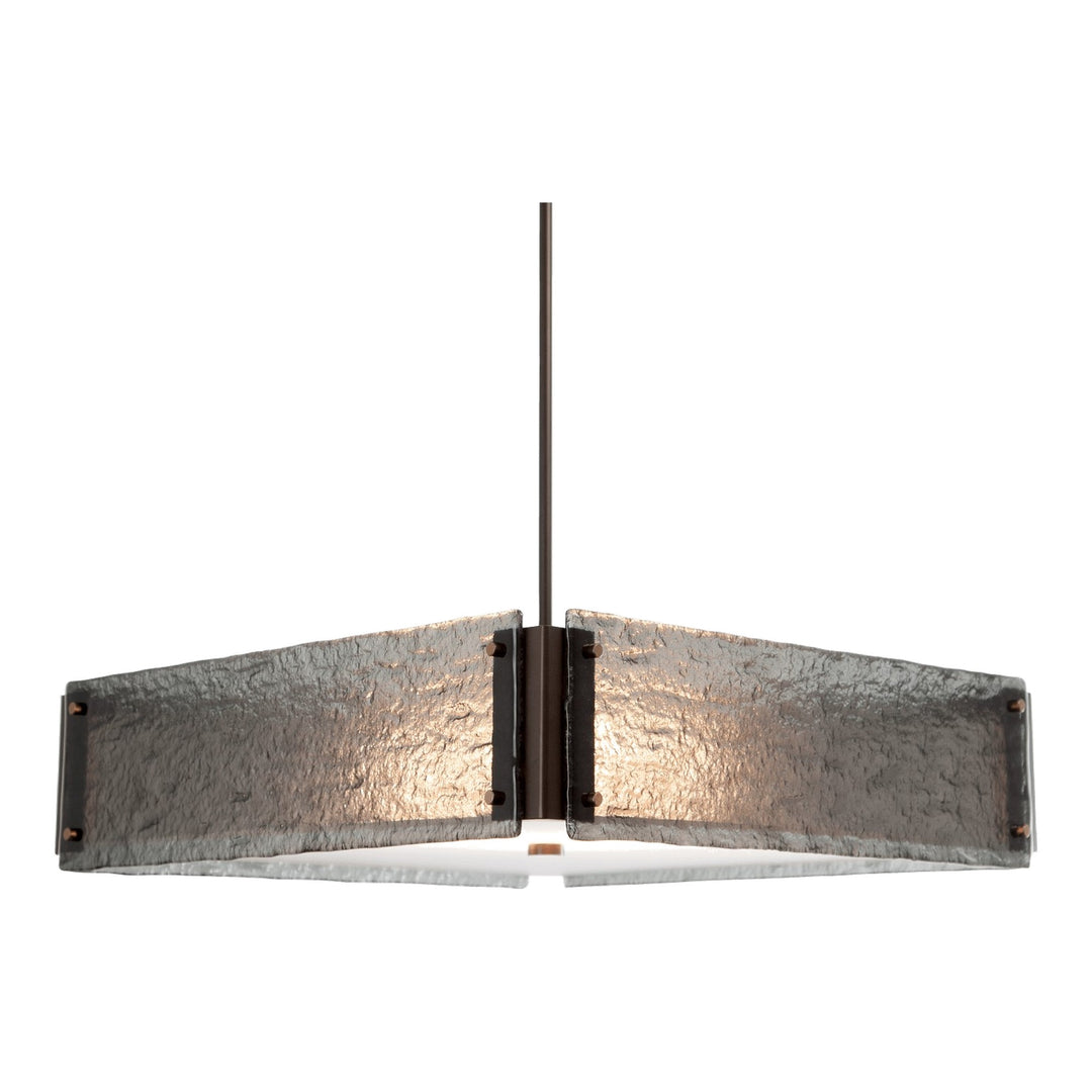 Textured Glass Square Chandelier by Hammerton Studio in Flat Bronze