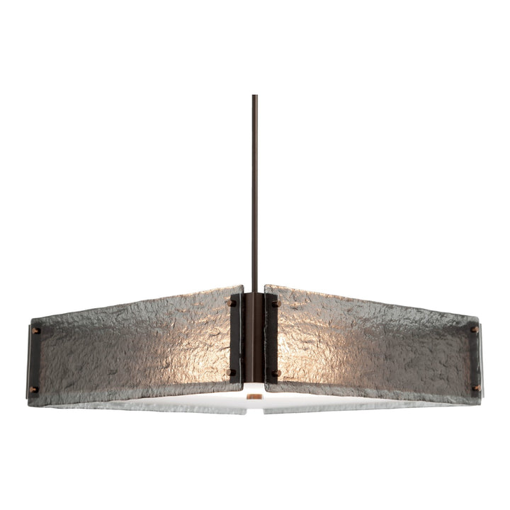 Textured Glass Square Chandelier by Hammerton Studio in Flat Bronze
