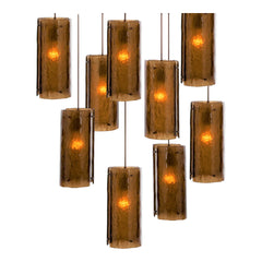 Textured Glass Square Pendant Chandelier by Hammerton Studio