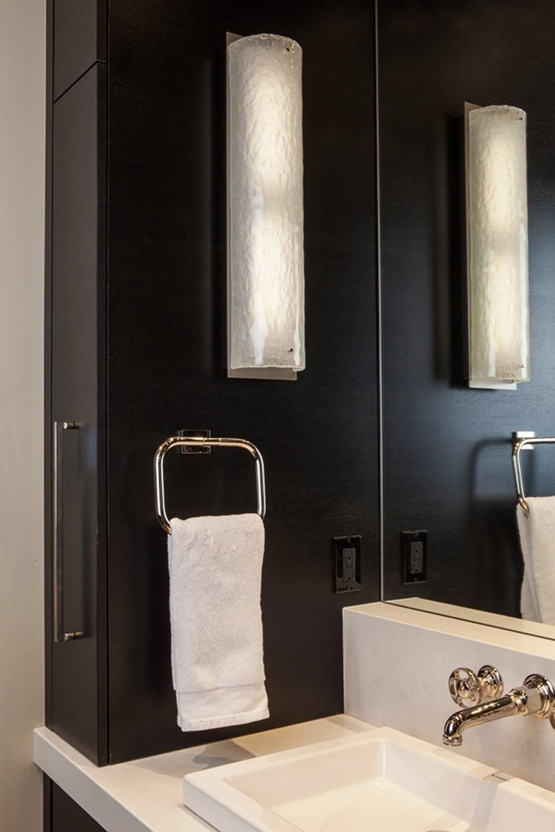 Textured Glass Vanity Sconce by Hammerton Studio in a styled interior