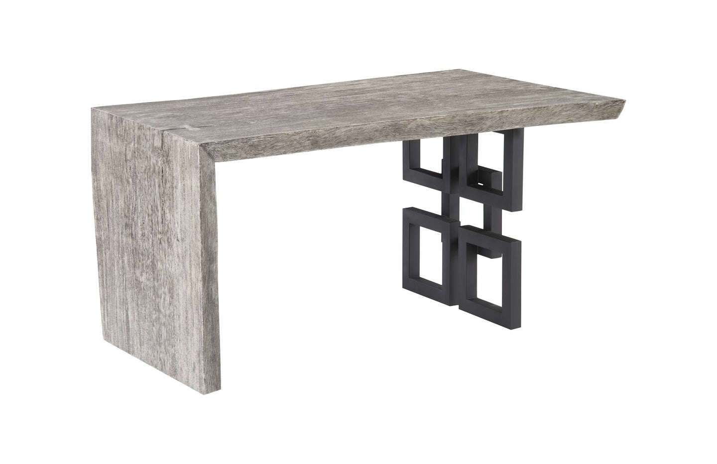 Waterfall Desk Gray Stone, Satin Black Overlap Leg Desks Phillips Collection
