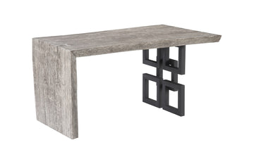 Waterfall Desk Gray Stone, Satin Black Overlap Leg Desks Phillips Collection