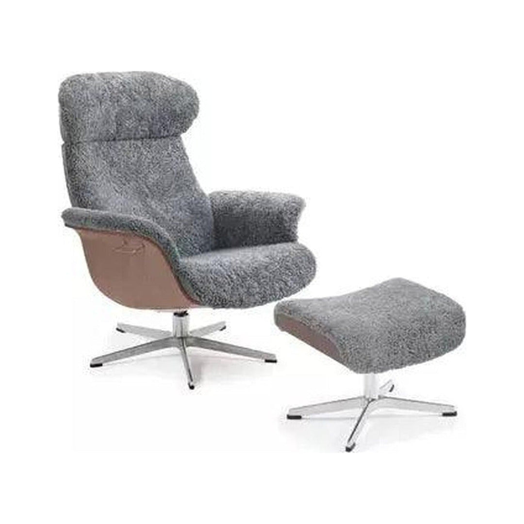 Timeout Recliner + Footstool – Grey/Walnut Conform