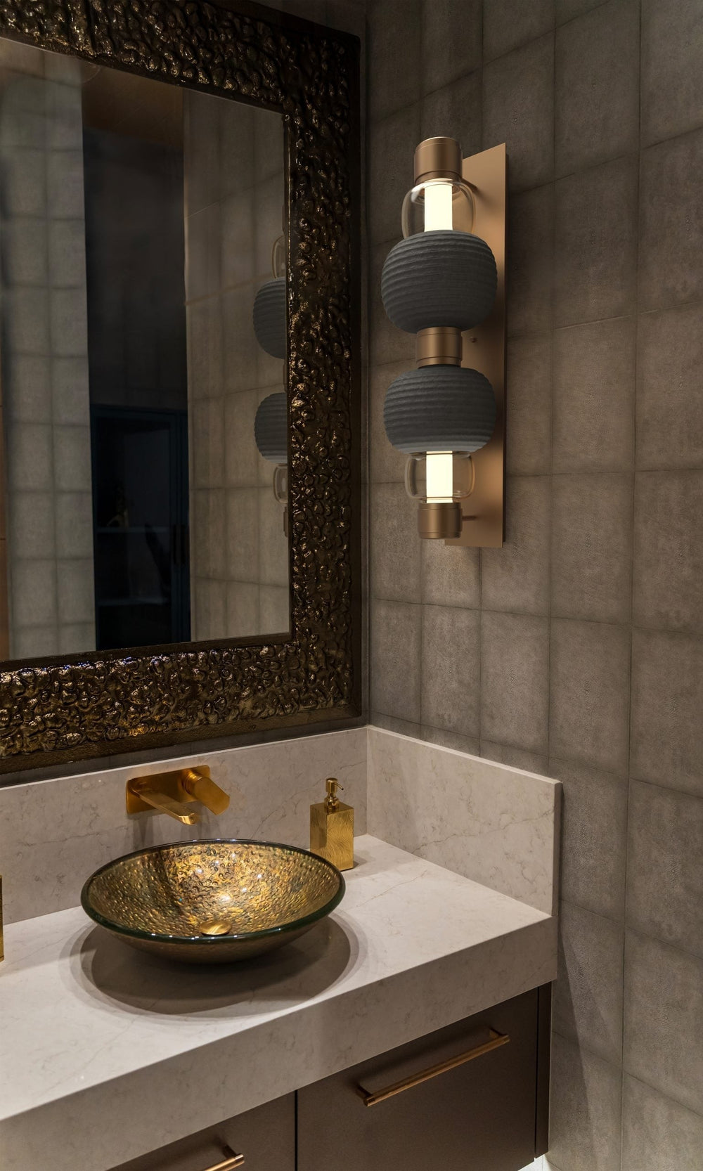Torno Mandrel Double Sconce by Hammerton Studio in a styled interior