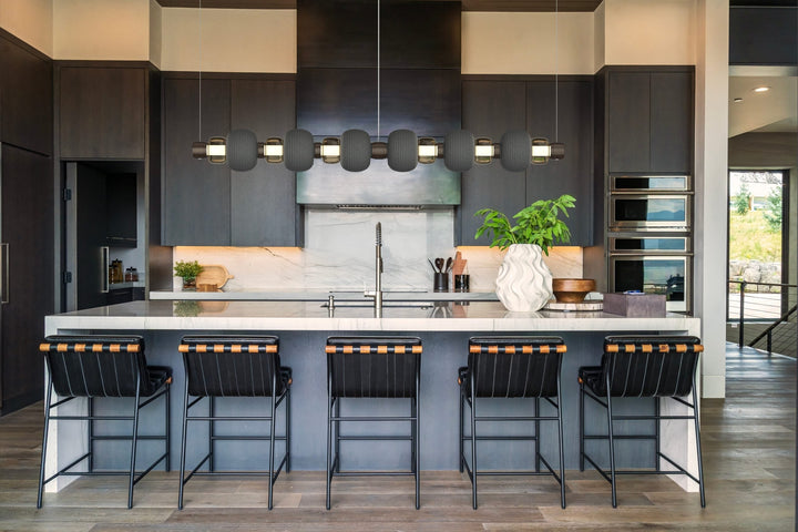Torno Mandrel Linear Chandelier by Hammerton Studio in a styled interior