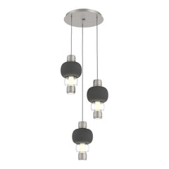 Torno Mandrel Round Pendant Chandelier by Hammerton Studio in Beige Silver