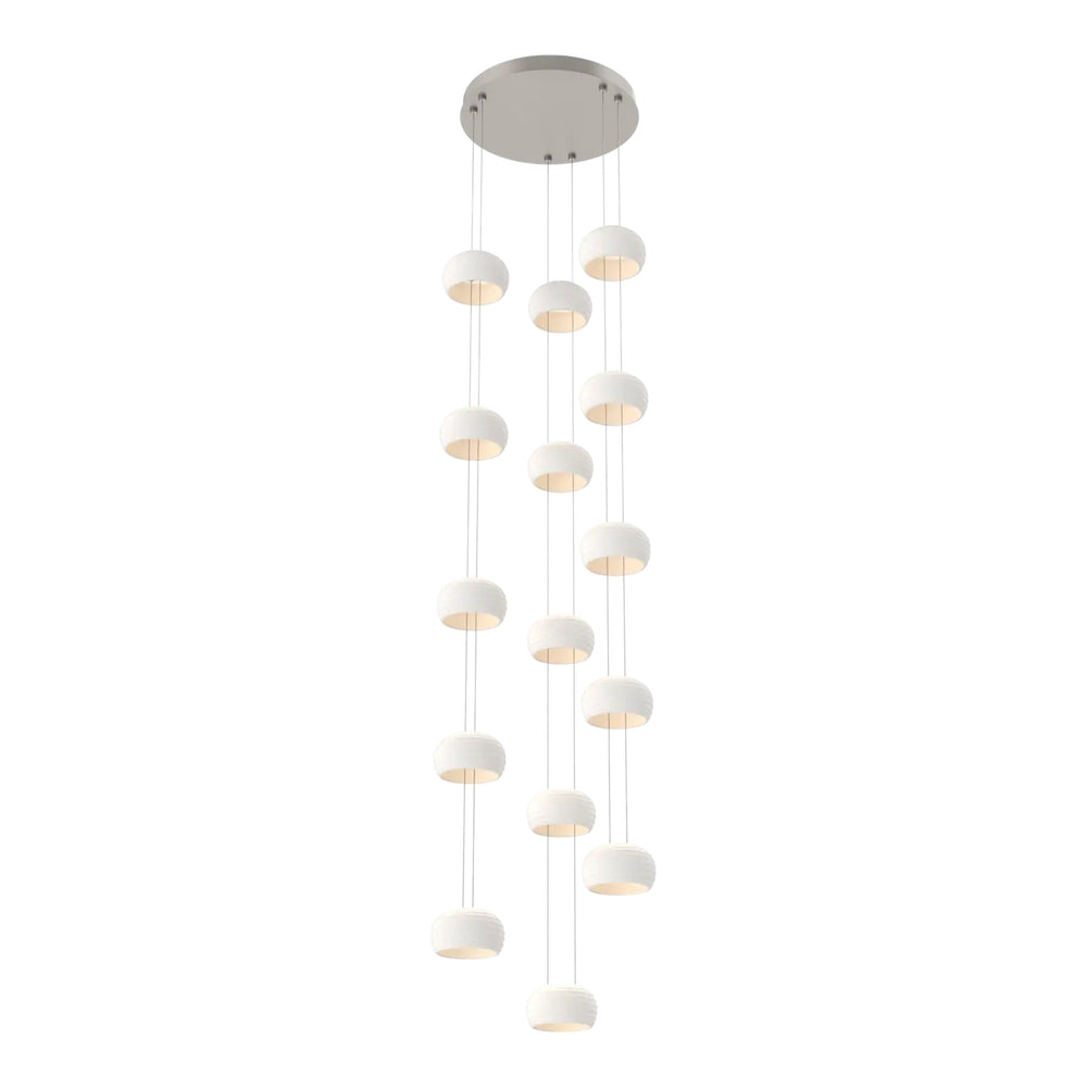 Torno Stack Pendant Chandelier – 15 Lights by Hammerton Studio in Beige Silver