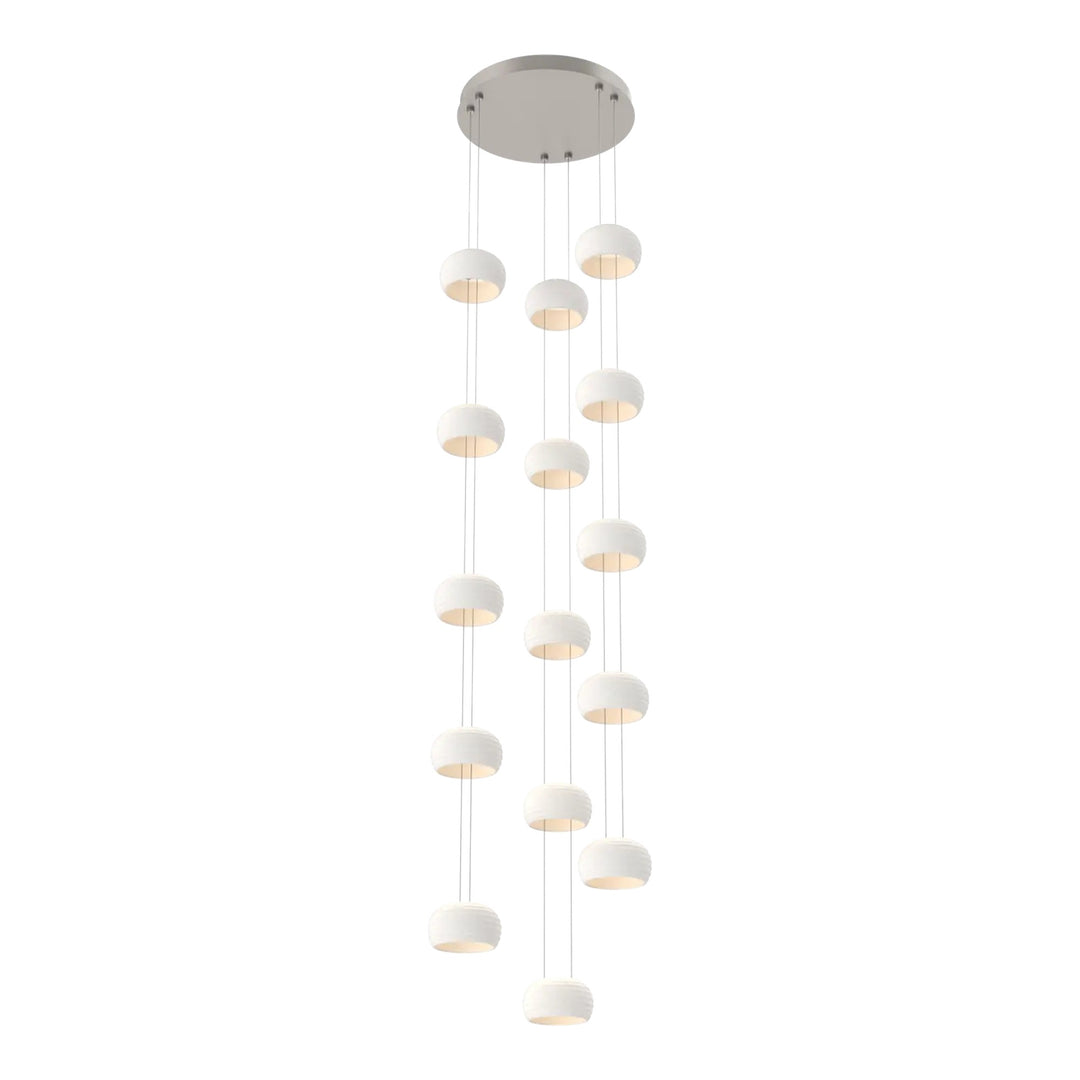 Torno Stack Pendant Chandelier – 15 Lights by Hammerton Studio in Beige Silver