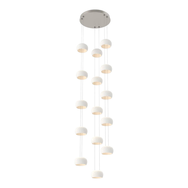 Torno Stack Pendant Chandelier – 15 Lights by Hammerton Studio in Beige Silver