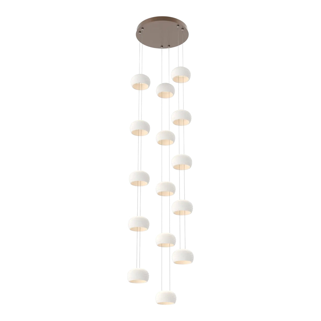 Torno Stack Pendant Chandelier – 15 Lights by Hammerton Studio in Burnished Bronze