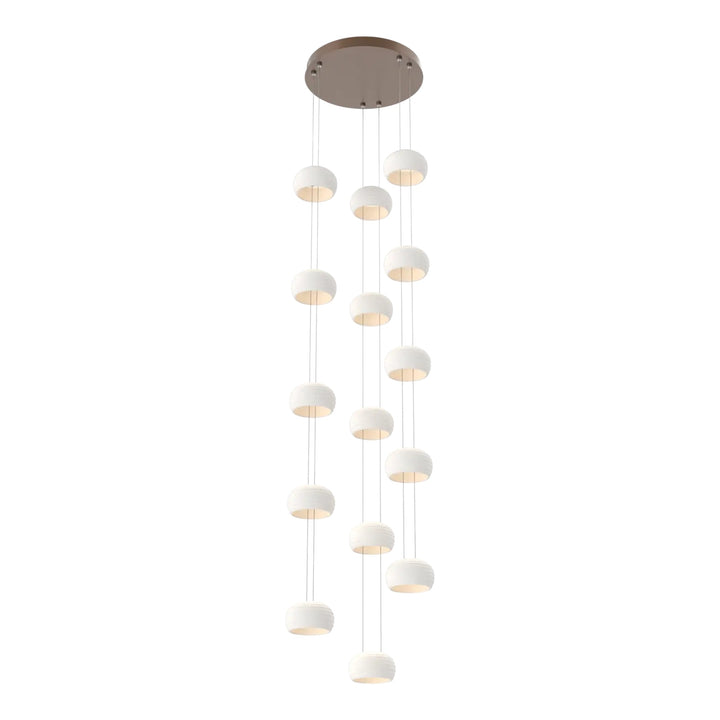 Torno Stack Pendant Chandelier – 15 Lights by Hammerton Studio in Burnished Bronze