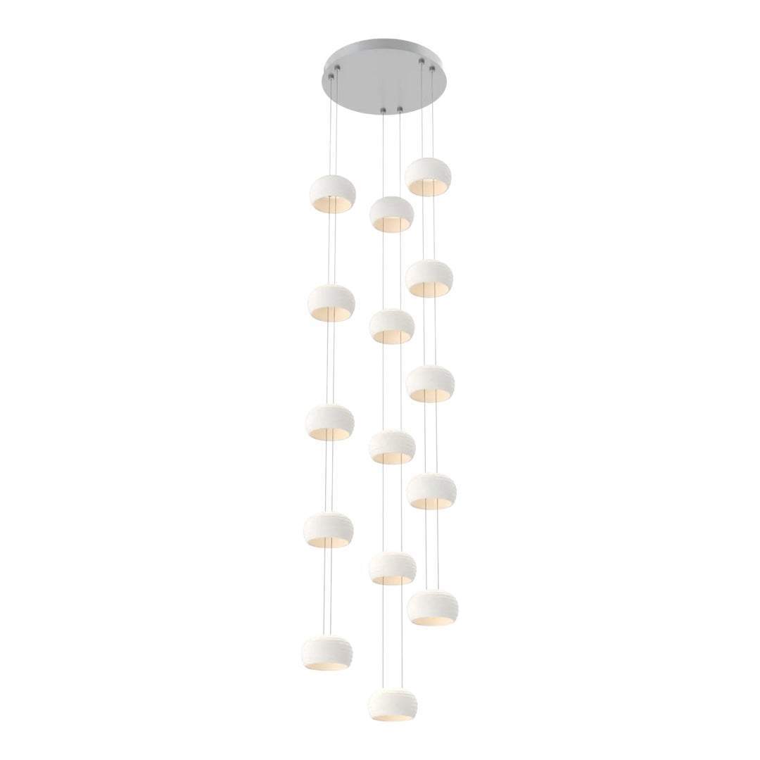 Torno Stack Pendant Chandelier – 15 Lights by Hammerton Studio in Classic Silver