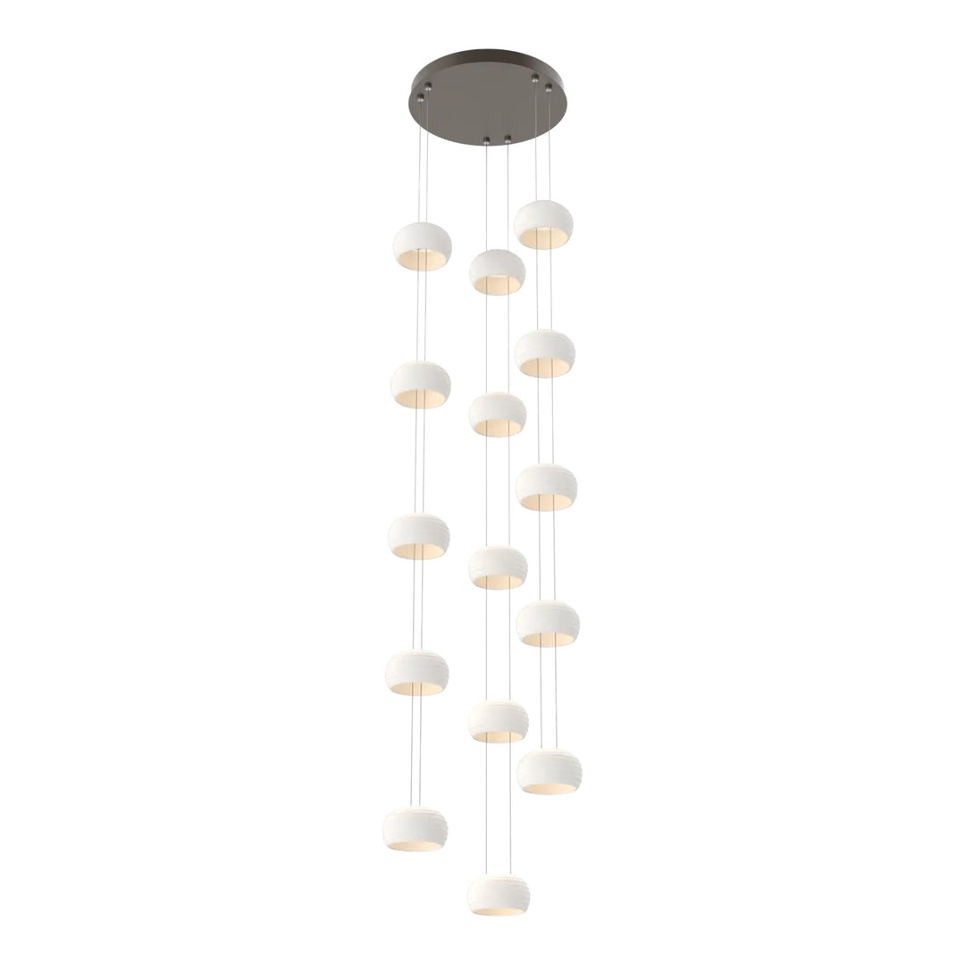 Torno Stack Pendant Chandelier – 15 Lights by Hammerton Studio in Flat Bronze