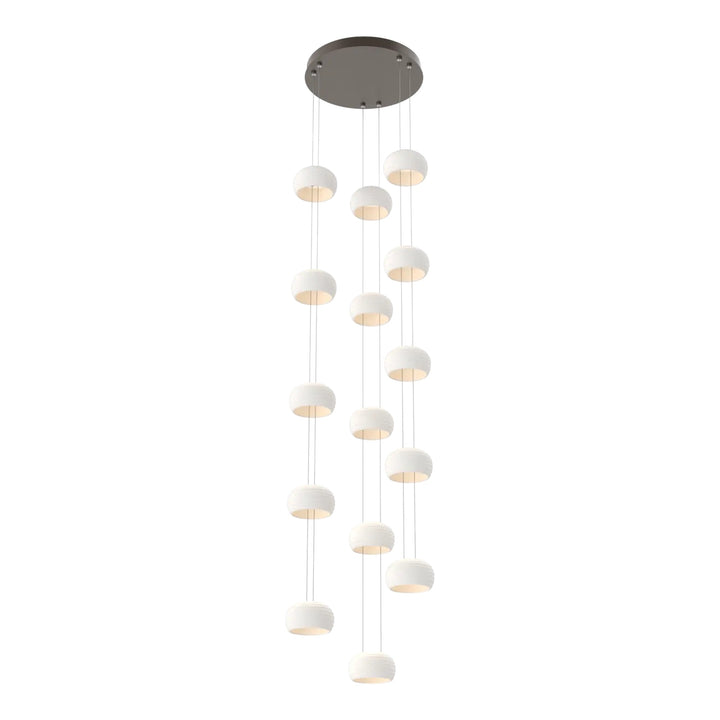 Torno Stack Pendant Chandelier – 15 Lights by Hammerton Studio in Flat Bronze