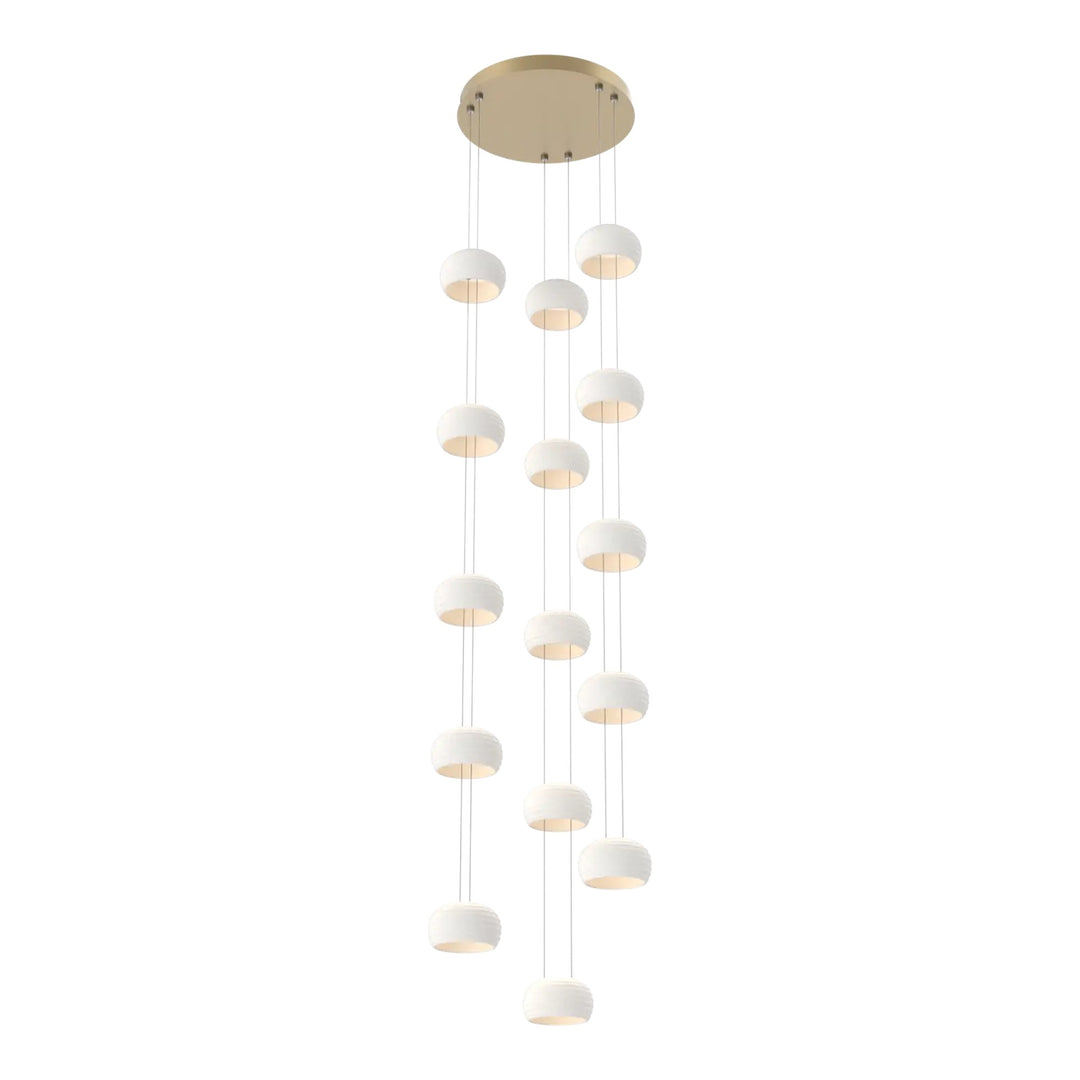 Torno Stack Pendant Chandelier – 15 Lights by Hammerton Studio in Gilded Brass