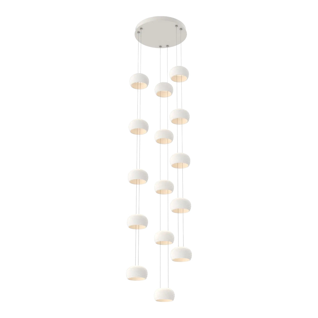 Torno Stack Pendant Chandelier – 15 Lights by Hammerton Studio in Salt White
