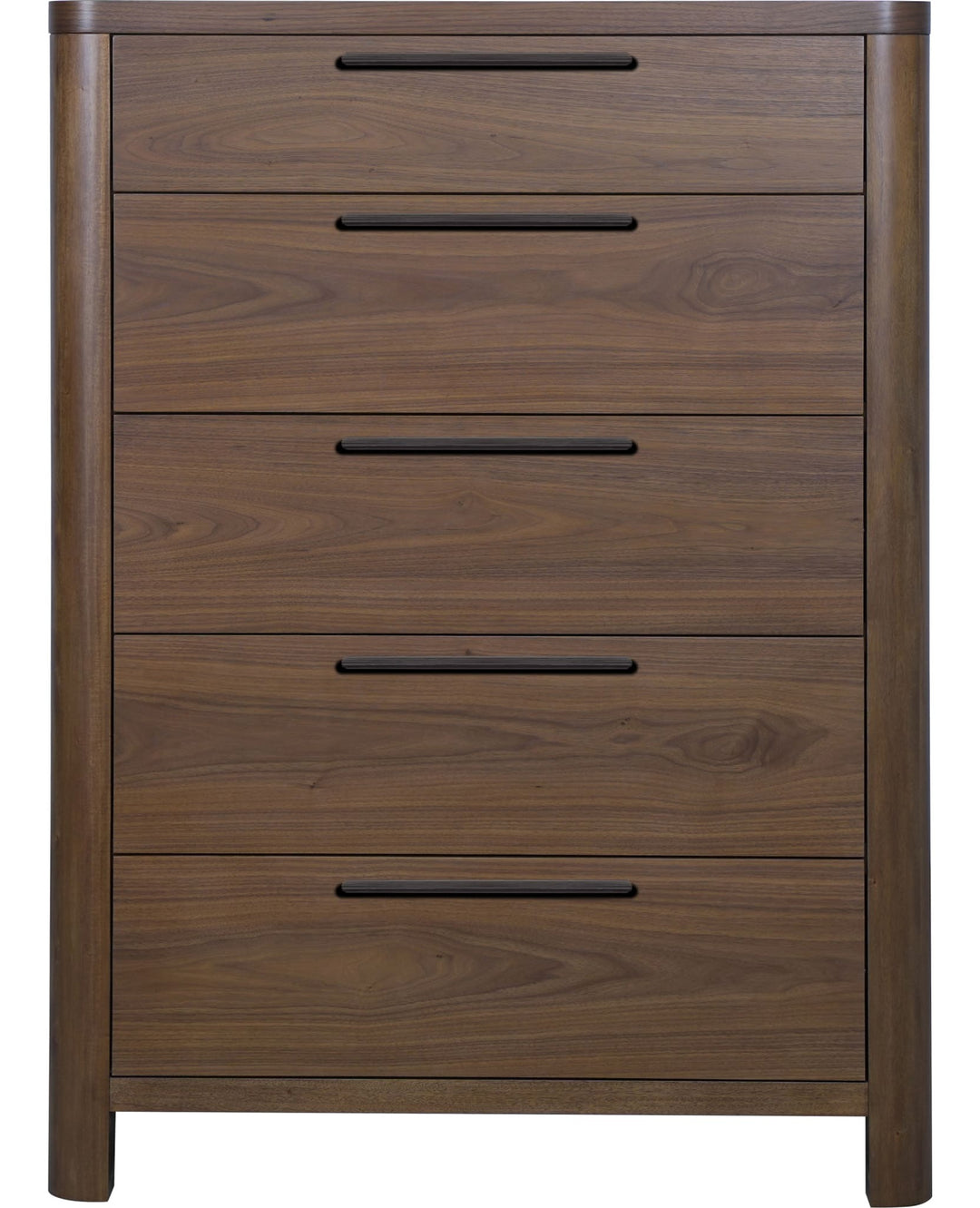 Totes Five Drawer Chest in English Walnut — on a white background