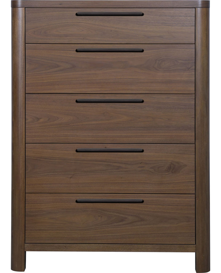 Totes Five Drawer Chest in English Walnut — on a white background