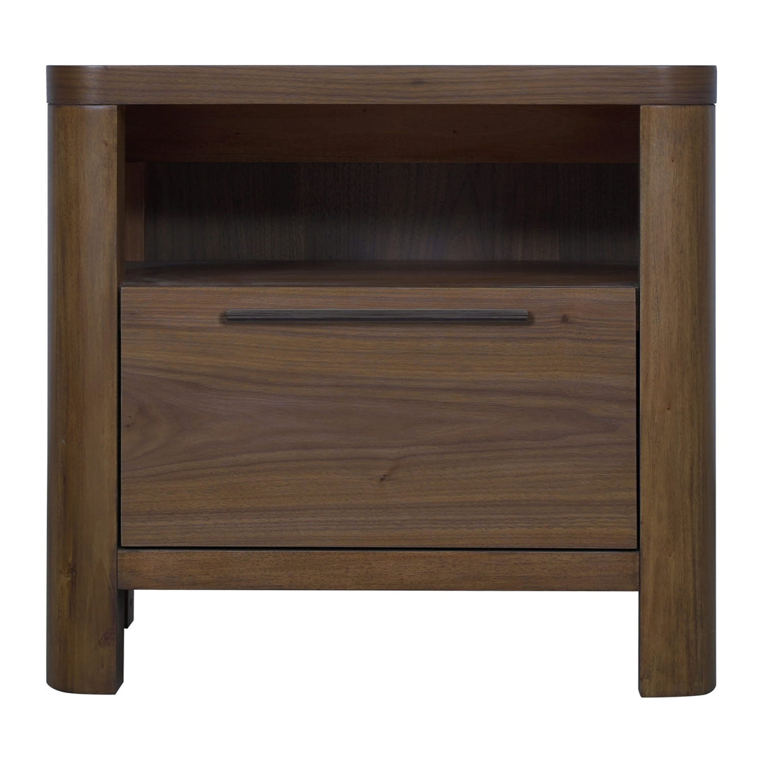 Totes One Drawer Nightstand by Modus in English Walnut — on a white background