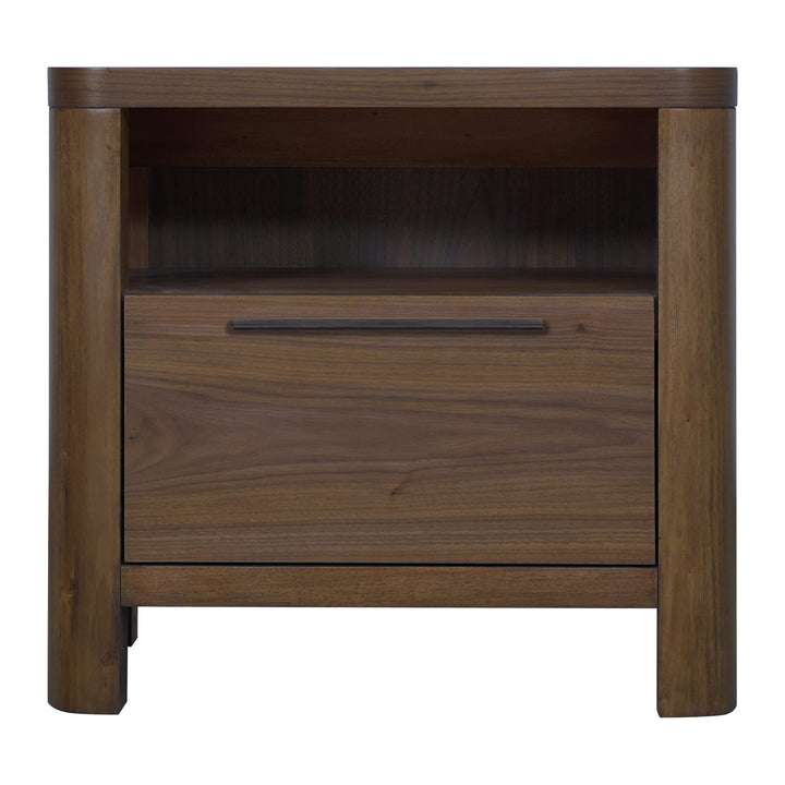 Totes One Drawer Nightstand by Modus in English Walnut — on a white background