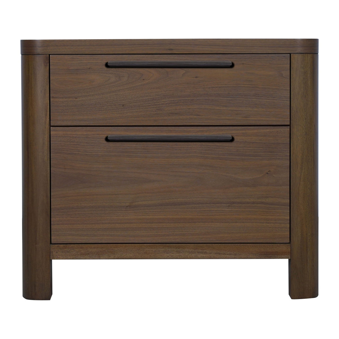 Totes Two Drawer Nightstand by Modus in English Walnut — on a white background
