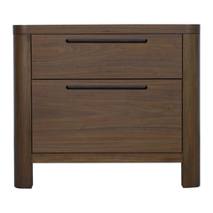 Totes Two Drawer Nightstand by Modus in English Walnut — on a white background