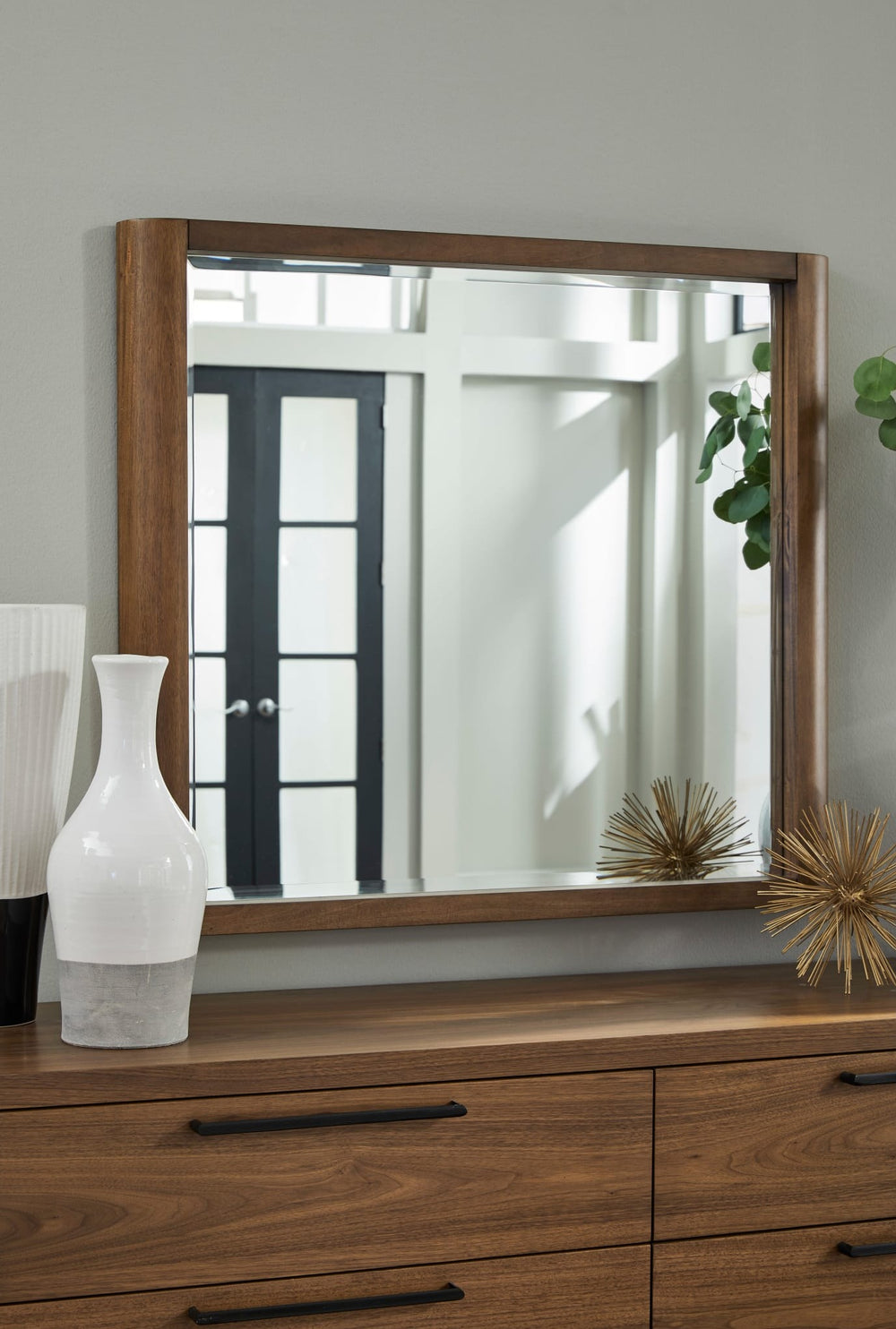 Totes Wall or Dresser Mirror in English Walnut — styled on the matching dresser (sold separately)