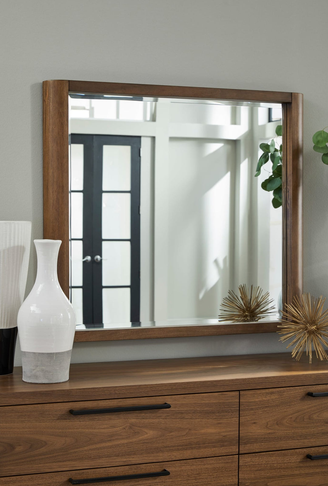 Totes Wall or Dresser Mirror in English Walnut — styled on the matching dresser (sold separately)
