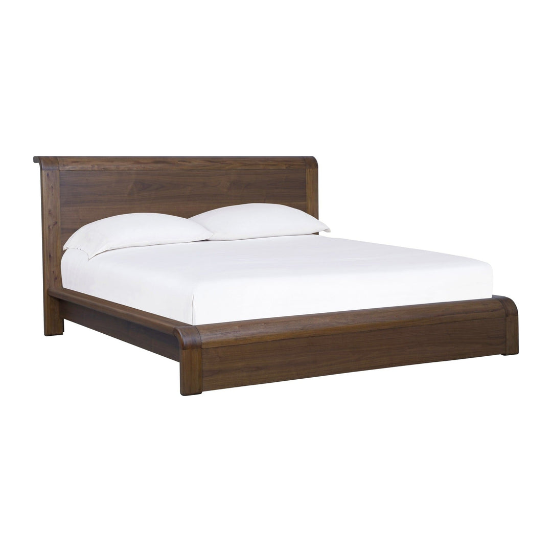 Totes Wood Platform Bed by Modus in English Walnut — white background, angled view
