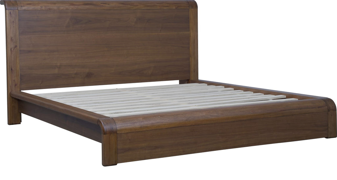 Totes Wood Platform Bed in English Walnut — angled view without mattress