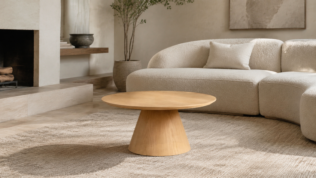 TOWER Natural White Oak coffee table in a modern home