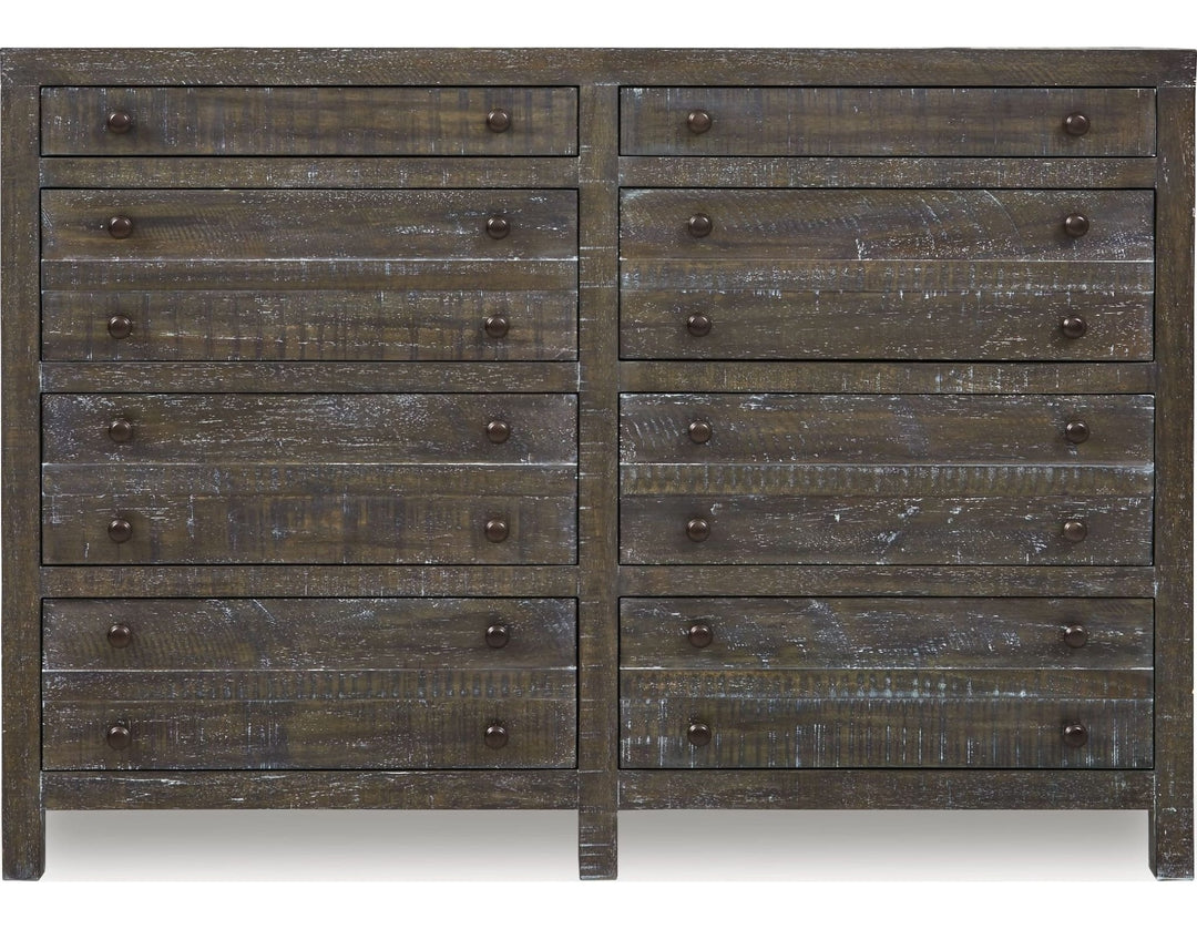 Townsend Eight Drawer Solid Wood Dresser in Gunmetal — on a white background