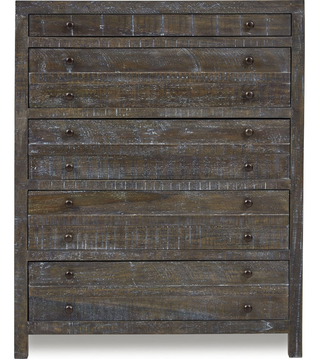 Townsend Five Drawer Solid Wood Chest in Gunmetal — on a white background