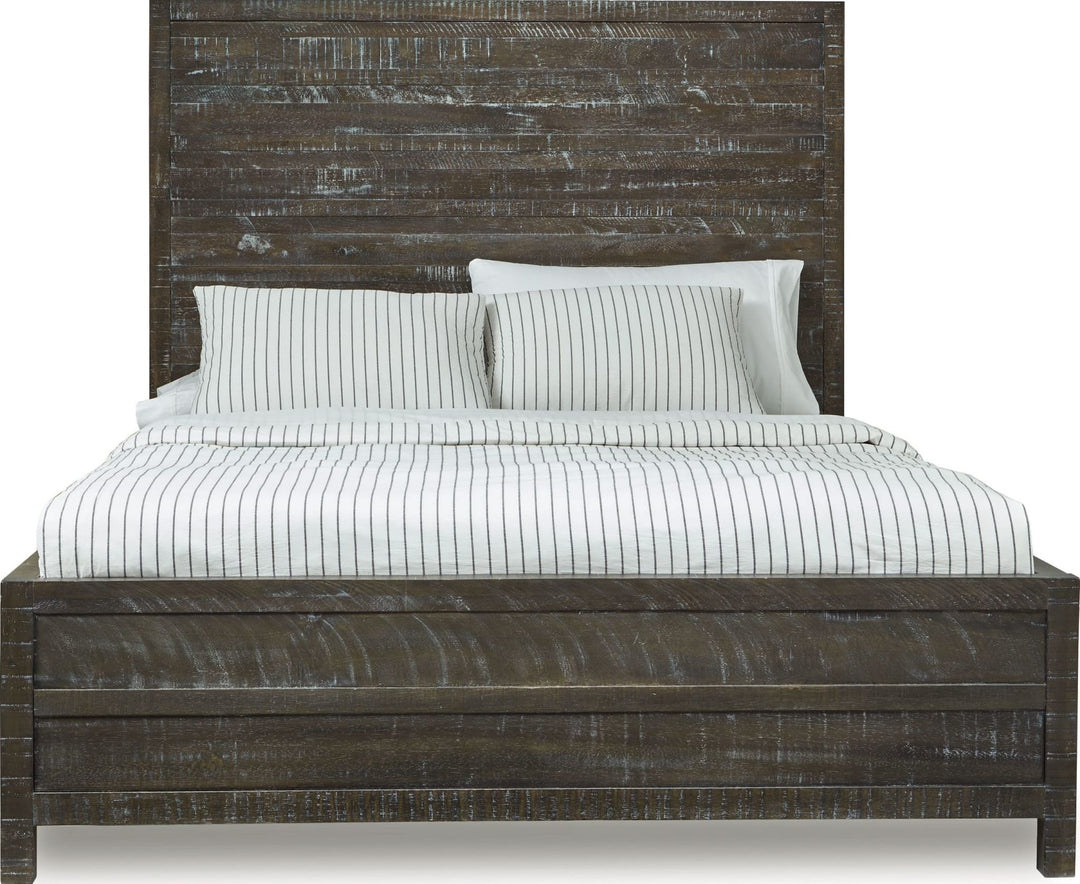 Townsend Solid Wood Low-Profile Bed in Gunmetal — white background, front view