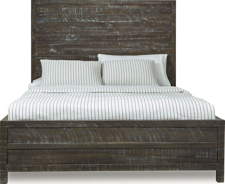 Townsend Solid Wood Low-Profile Bed in Gunmetal — white background, front view