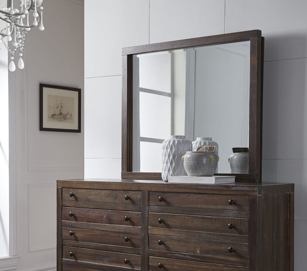 Townsend Solid Wood Mirror in Java — styled on the matching dresser (sold separately)