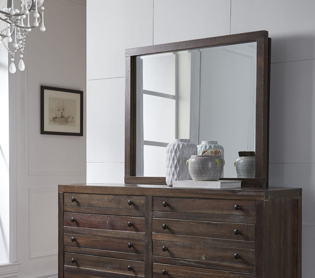 Townsend Solid Wood Mirror in Java — styled on the matching dresser (sold separately)