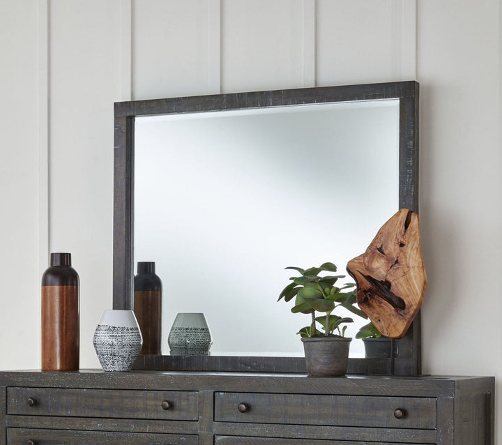 Townsend Solid Wood Mirror in Gunmetal — styled on the matching dresser (sold separately)