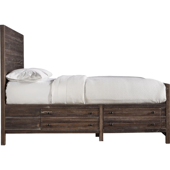 Townsend Solid Wood Storage Bed in Java — white background, side profile