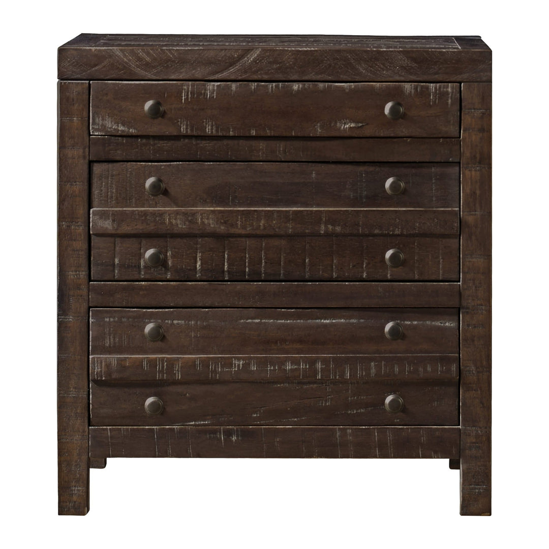 Townsend Three Drawer Solid Wood Nightstand by Modus in Java — on a white background