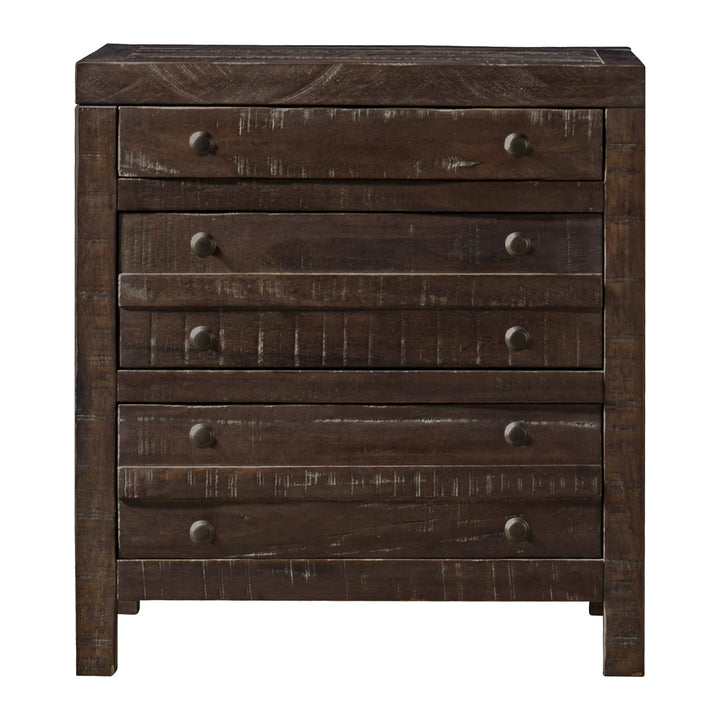 Townsend Three Drawer Solid Wood Nightstand by Modus in Java — on a white background