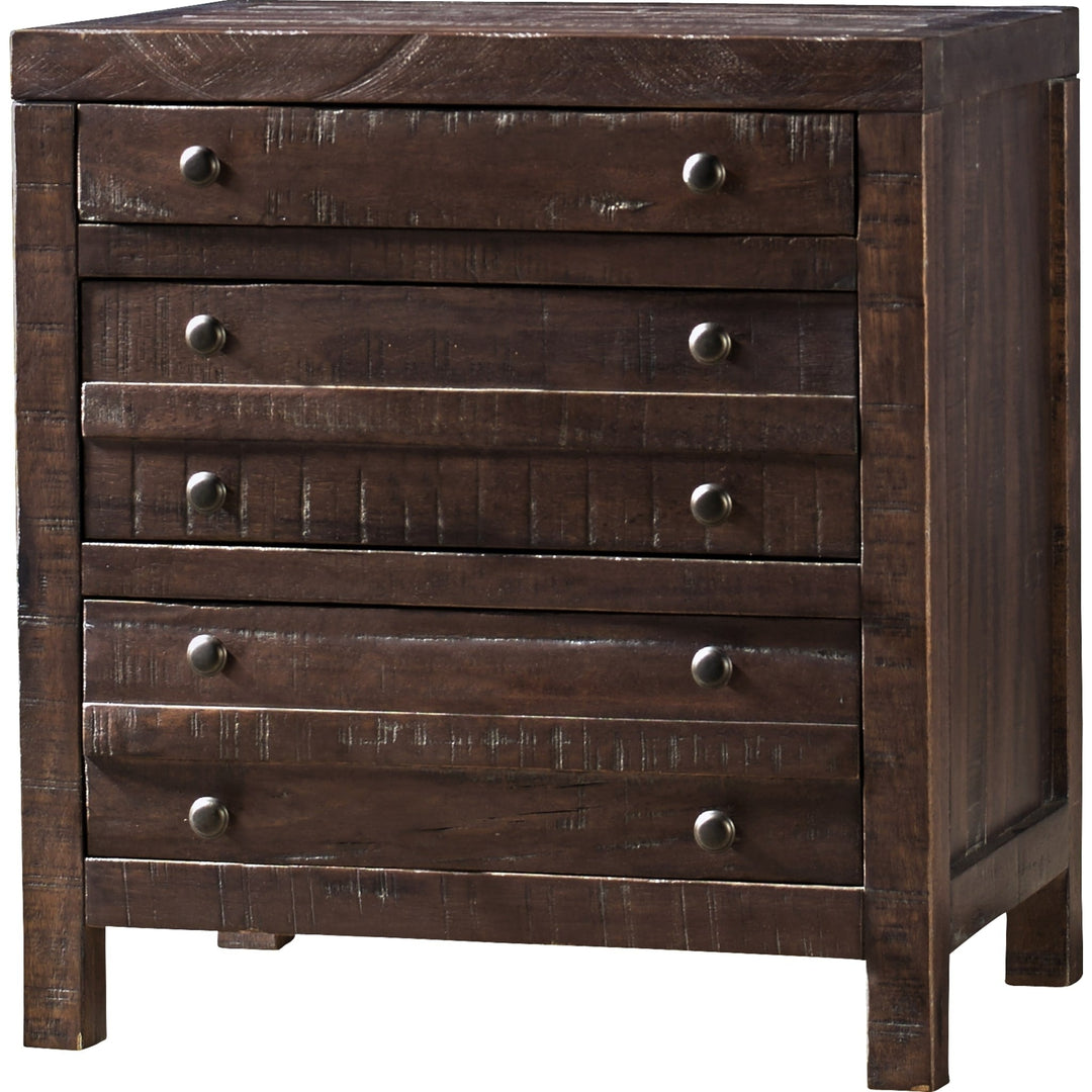 Townsend Three Drawer Solid Wood Nightstand in Java — on a white background