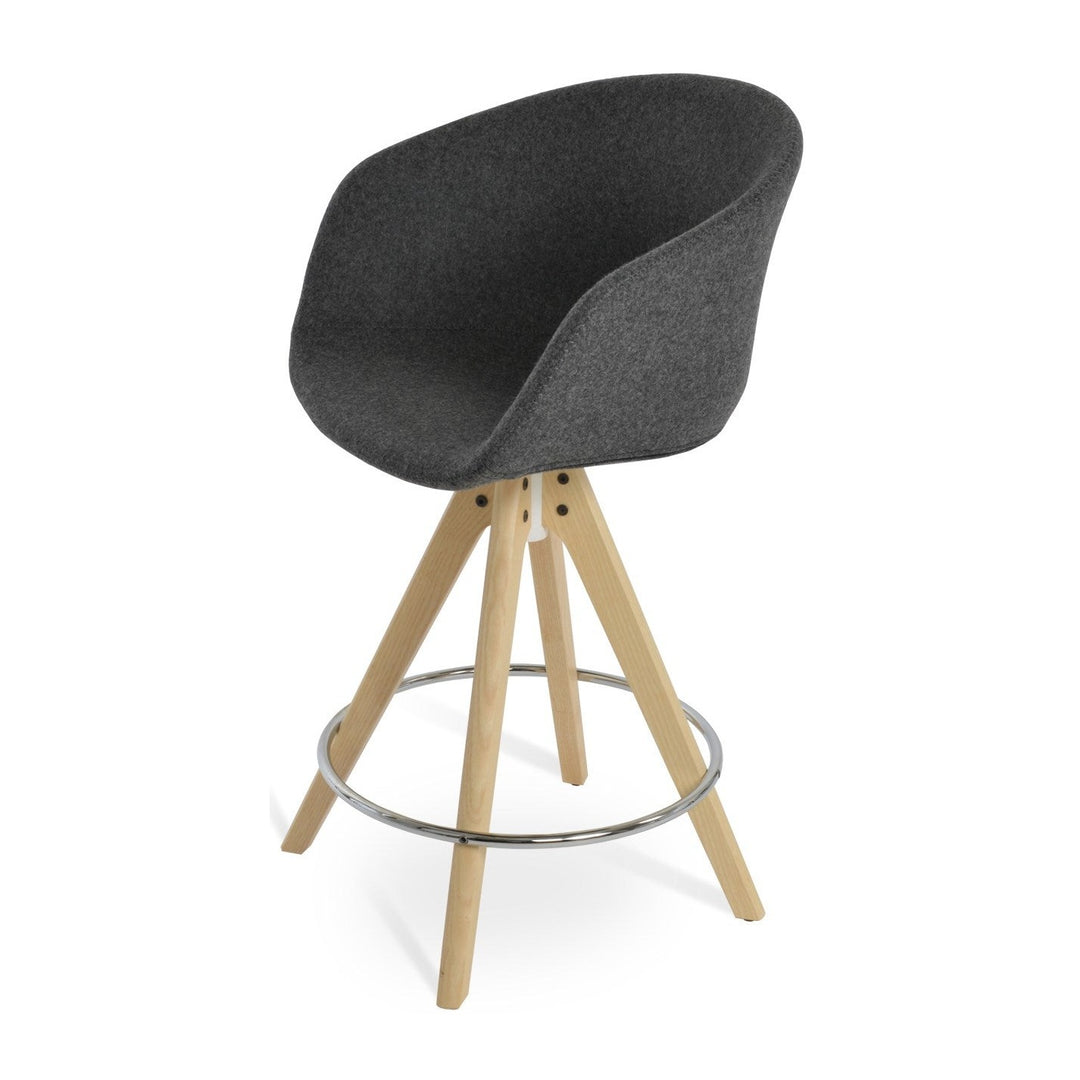 Tribeca Arm Pyramid Wood Swivel Stool