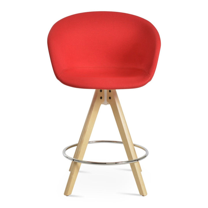 Tribeca Arm Pyramid Wood Swivel Stool by Soho Concept — white cutout