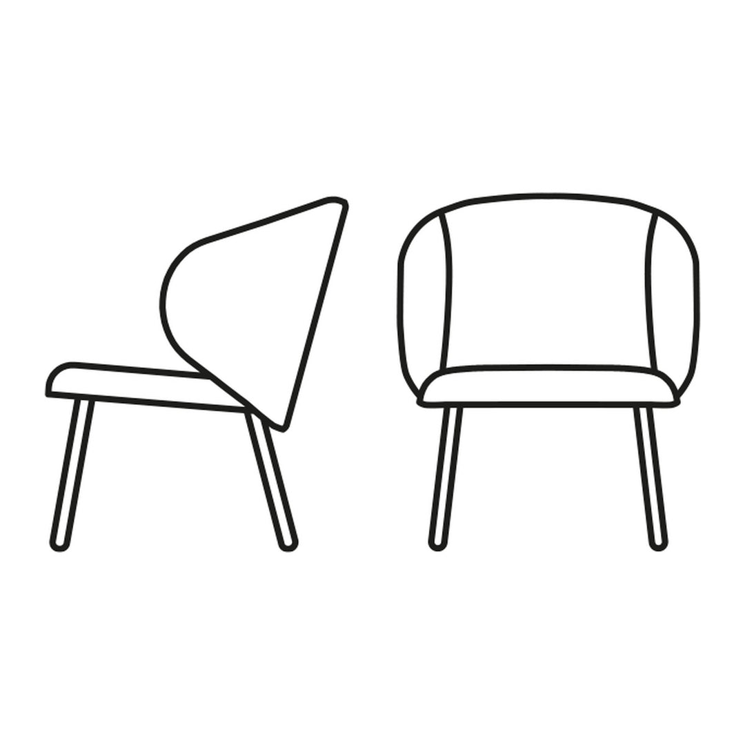 Tuka Metal Lounge Chair by Connubia line drawing