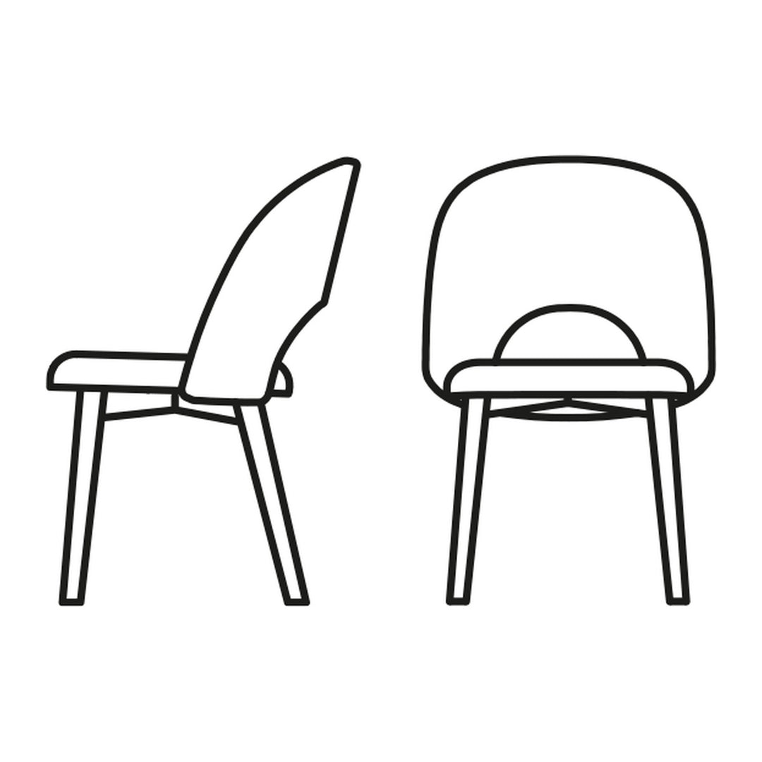 Tuka Mid Hole Wood Dining Chair by Connubia line drawing