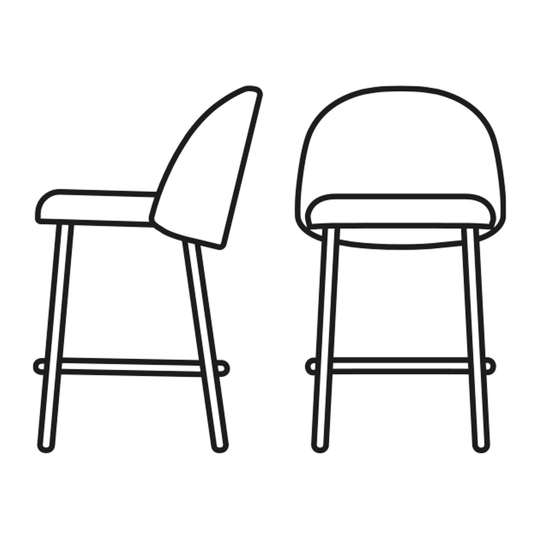 Tuka Mid Metal Counter Stool by Connubia line drawing