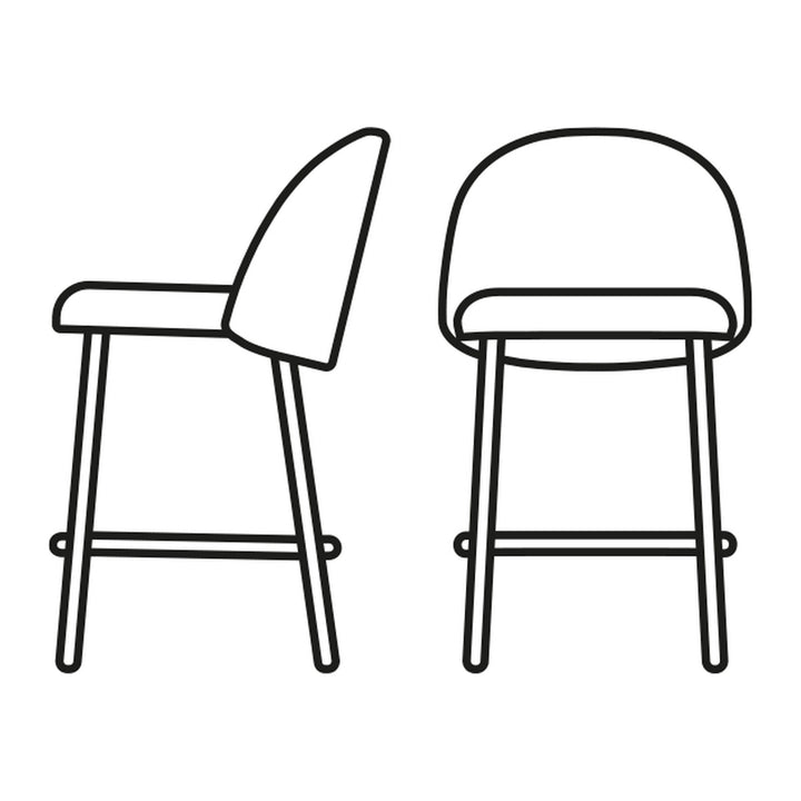 Tuka Mid Metal Counter Stool by Connubia line drawing