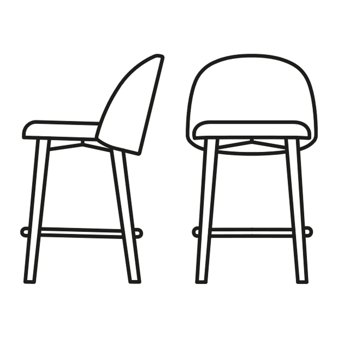 Tuka Mid Wood Counter Stool by Connubia line drawing